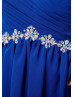 Royal Blue Chiffon Beaded Knee Length Prom Dress 